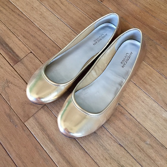 macy's gold flat shoes